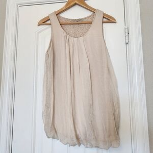 Elena Baldi Silk Lace Beige Tank Top Medium